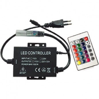 Контроллер ECOLA LED strip 220V RGB IR (IP20) 1500W 6,6A для ленты 220V 16x8 IP68 с инфракрасным пультом Контроллер ECOLA LED strip 220V RGB IR (IP20) 1500W 6,6A для ленты 220V 16x8 IP68 с инфракрасным пультом