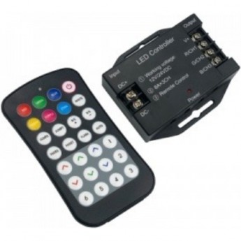 Контроллер ECOLA LED STRIP RGB RF 24A 288W 12V (576W 24V) с кнопочным черным радиопультом Контроллер ECOLA LED STRIP RGB RF 24A 288W 12V (576W 24V) с кнопочным черным радиопультом