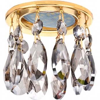 Светильник ECOLA MR16 CR1006 GU5.3 Glass Стекло Круг с каплевидными хруст. на прямом подвесе Тонированный / Золото 84x100 Светильник ECOLA MR16 CR1006 GU5.3 Glass Стекло Круг с каплевидными хруст. на прямом подвесе Тонированный / Золото 84x100