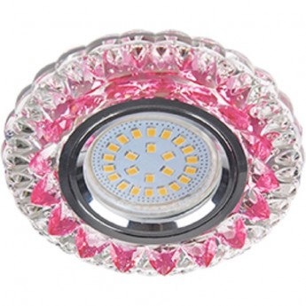 Светильник ECOLA MR16 LD7009 GU5.3 встр. искристый с подсветкой "Кристалл" Прозрачный и Розовый / Хром 30x95 Светильник ECOLA MR16 LD7009 GU5.3 встр. искристый с подсветкой "Кристалл" Прозрачный и Розовый / Хром 30x95